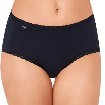 Sloggi Sloggi Truser 24 7 Cotton Lace Midi Svart bomull 38 Dame