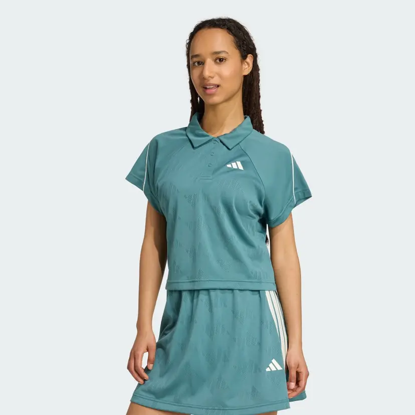 Adidas Stadium 3-Stripes Tennis Inspired Jacquard Polo T-skjorte