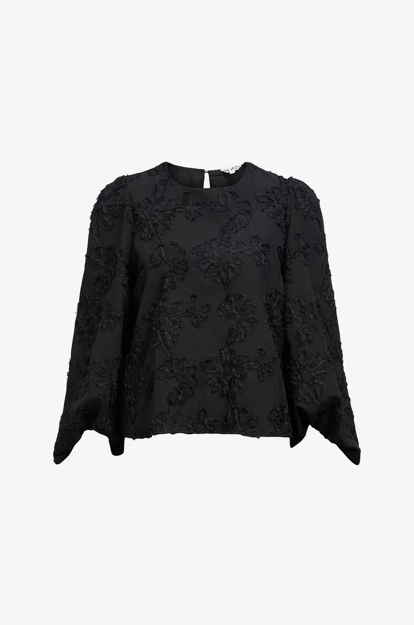 Object Collectors Item Topp objLula L/S RE O-neck Top 141 - Svart