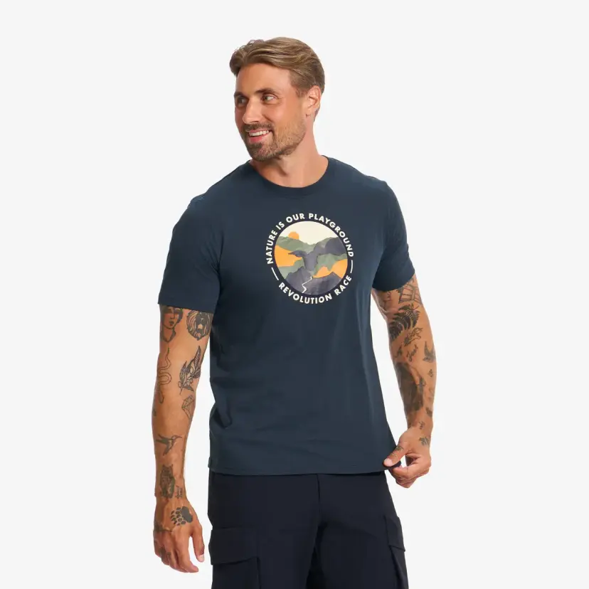 RevolutionRace Easy Graphic T-shirt Herre Deep Navy/Grape Leaf
