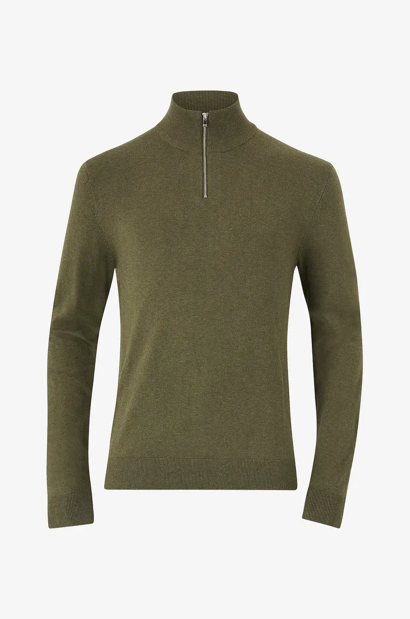 Lindbergh Genser Half Zip Melange Knit - Grønn