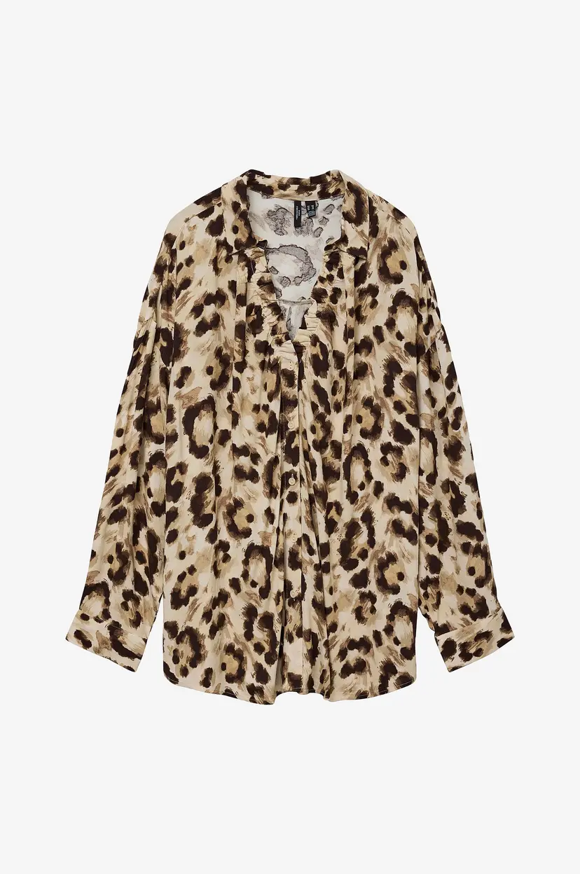 Vero Moda Curve Bluse vmcAnna LS Rouching Shirt Wvn - Beige