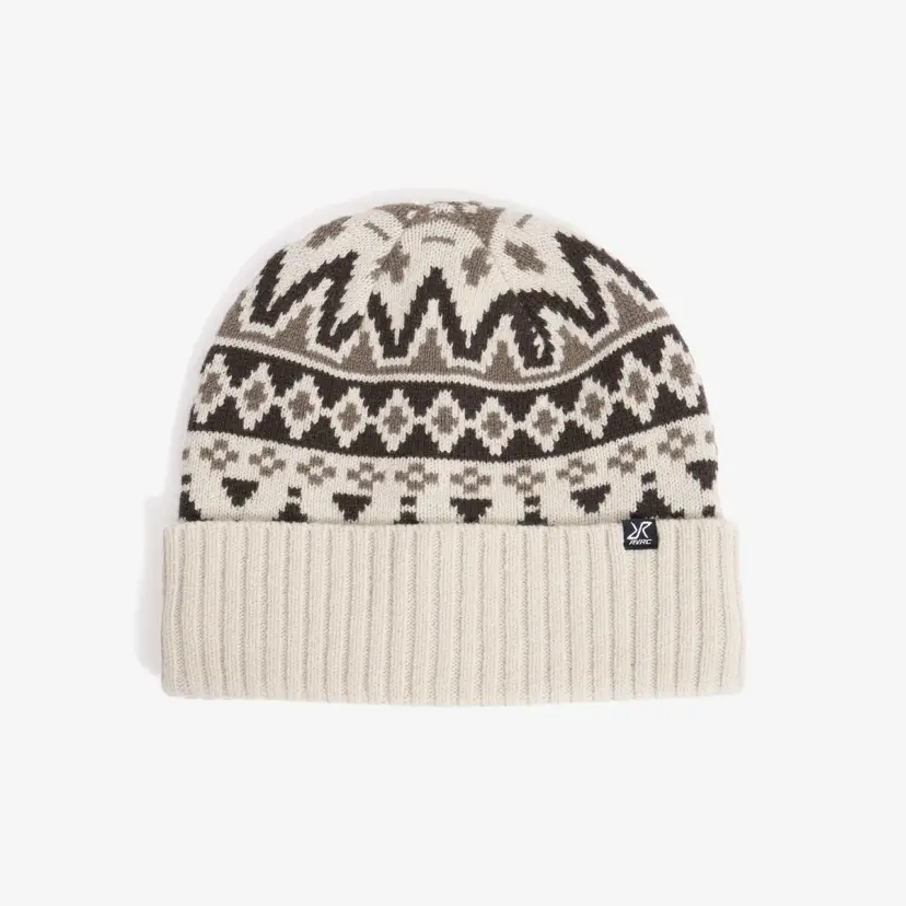RevolutionRace Jacquard Wool Beanie Unisex Oatmeal/Delicioso Brown