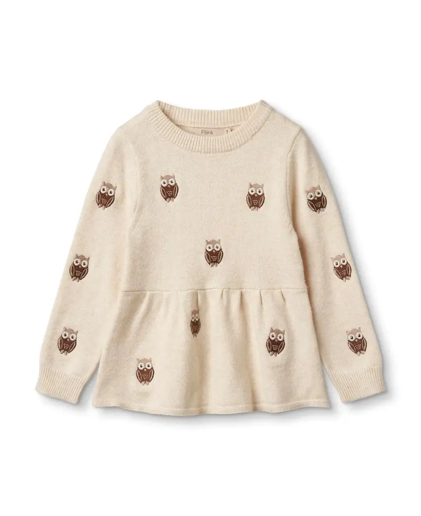 Fliink Fliink Alon Owl Blouse Knit Sandshell (98 /3 år)