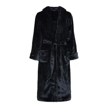 Decoy Decoy Long Terry Robe With Hood Svart polyester Dame