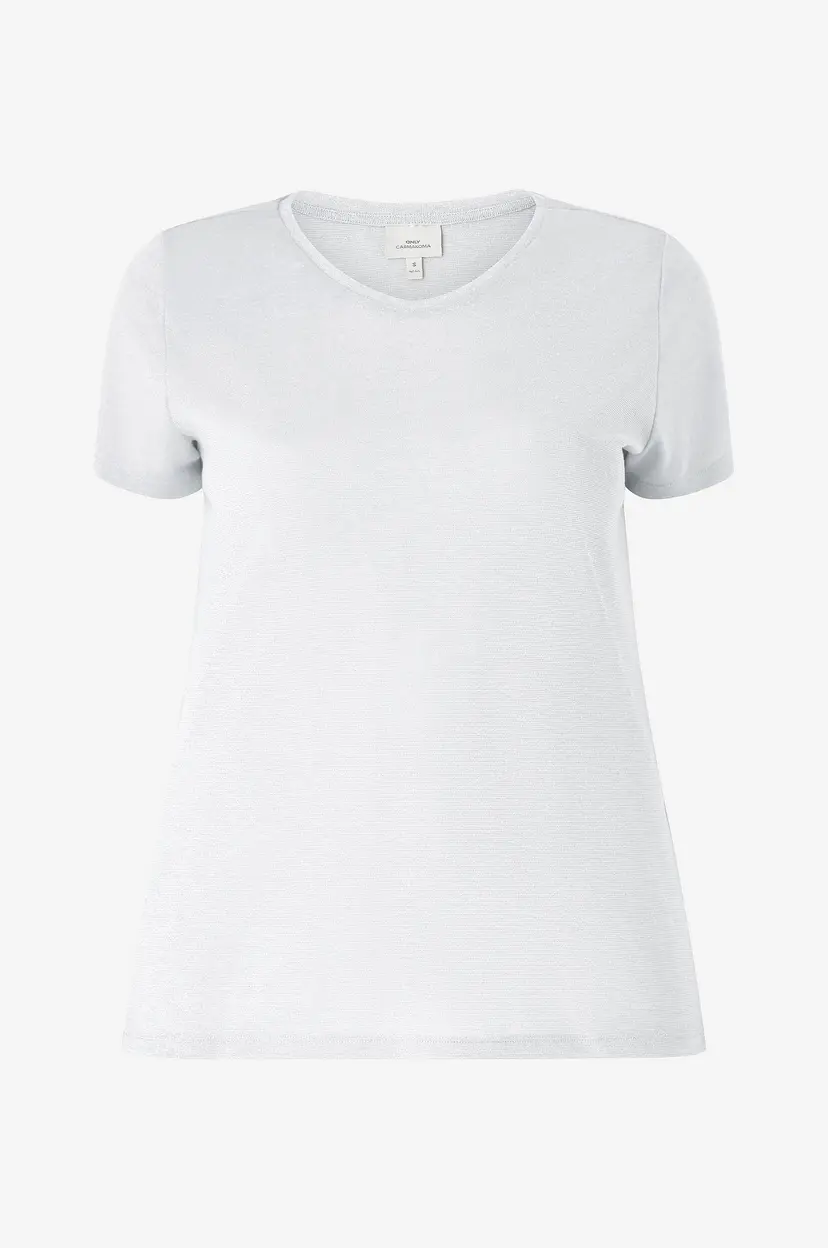 Only Carmakoma Topp carRex SS V- Neck Lurex Top Ess JR - Sølv
