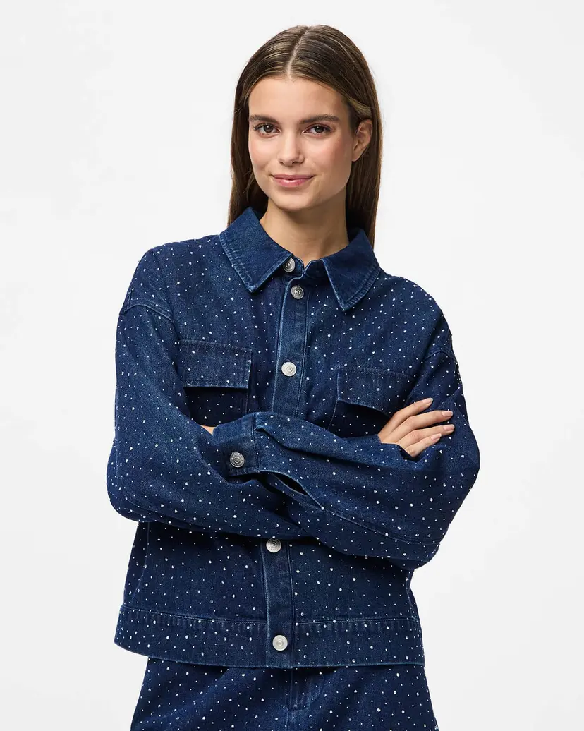 Pieces Denimjakke Roberta Rhinestone