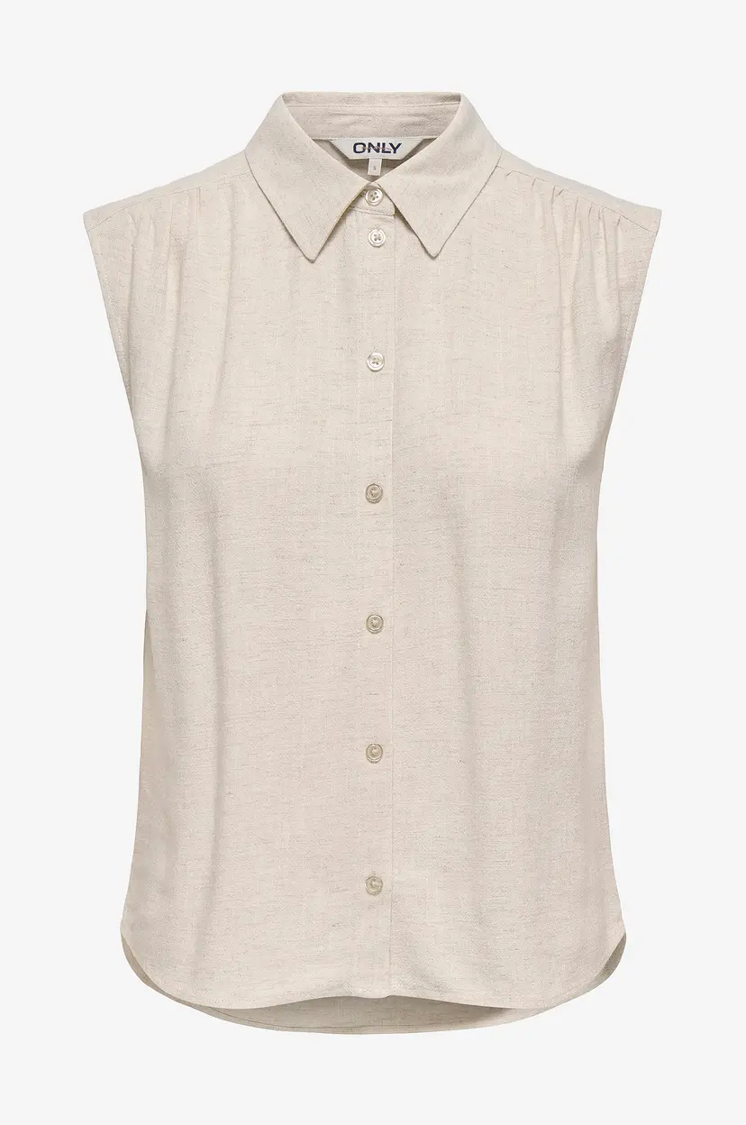 Only Carmakoma Skjorte carSiesta S/L Linen BL - Beige