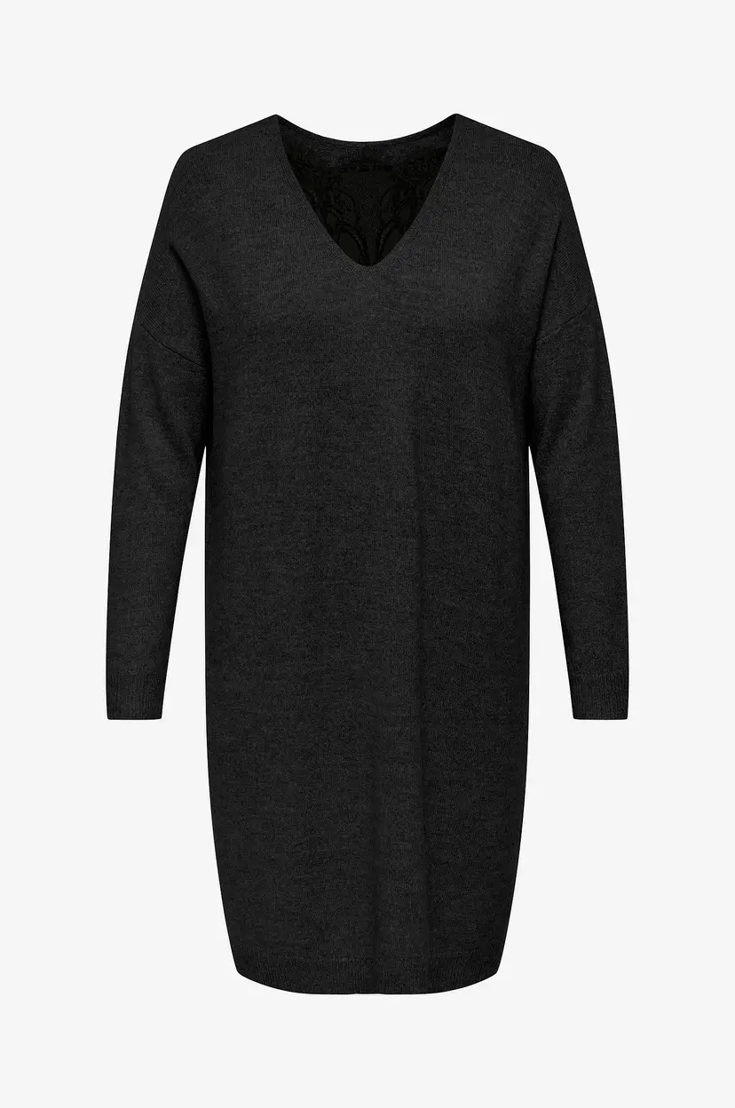 Only Carmakoma Kjole carAdele LS Lace Mix O-neck Dress - Svart