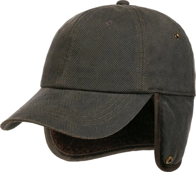 Stetson Stetson Herringbone Cap with Ear Flaps Mud-Black