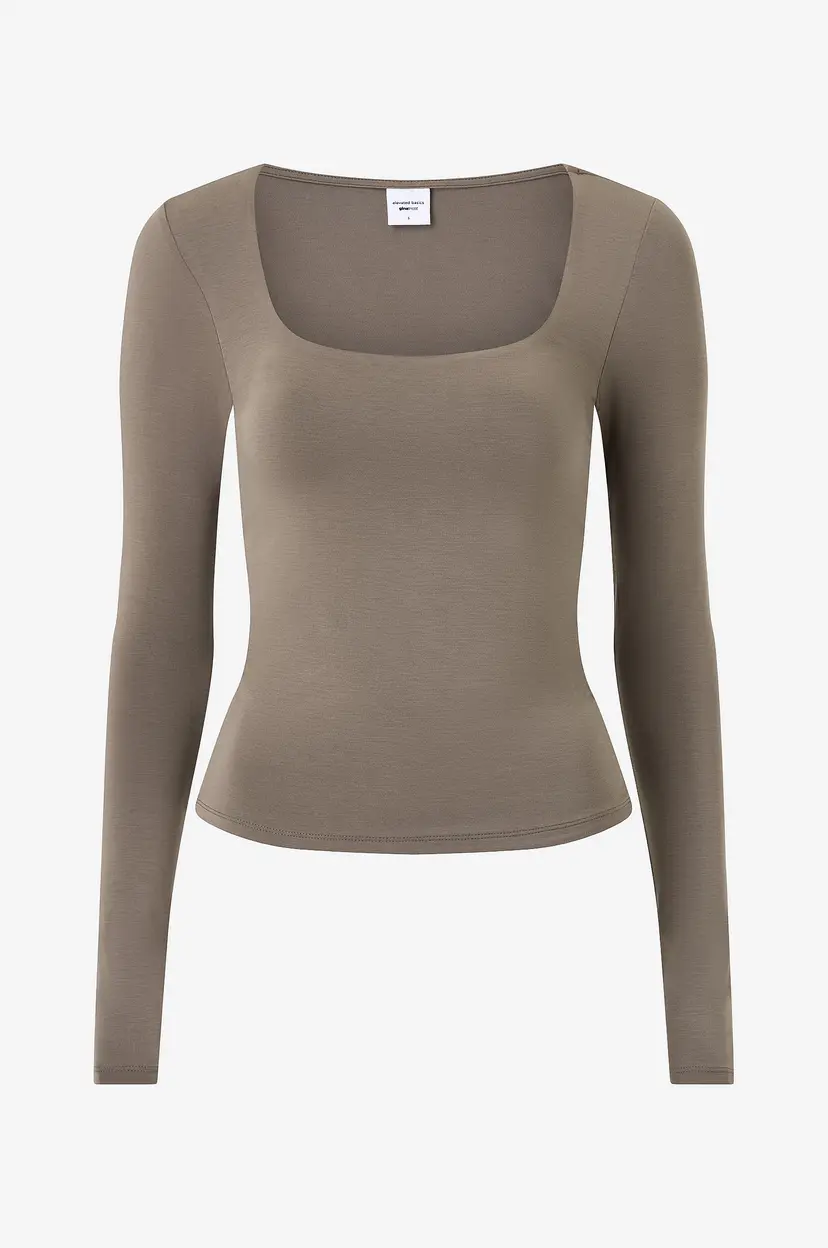 Gina Tricot Topp Slim Fit Scoop Neck - Brun