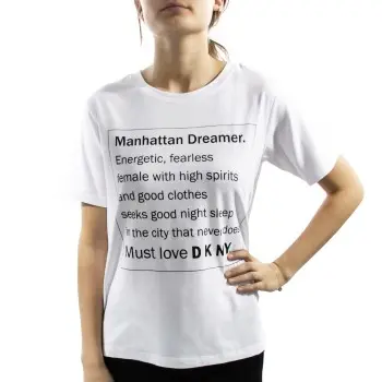 DKNY Spell It Out Short Sleeve Tee Hvit Medium Dame