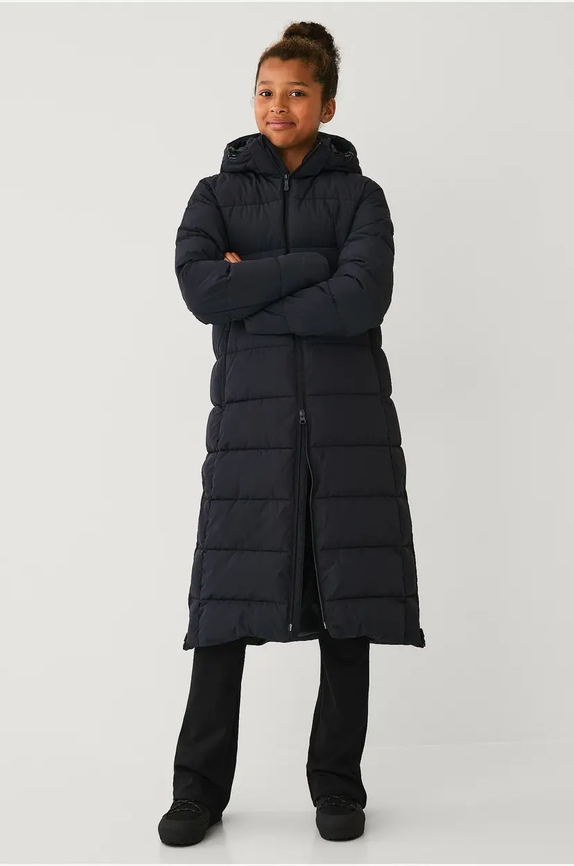 Áhkká Parkas Long Padded Parka W Hood Jr - Svart