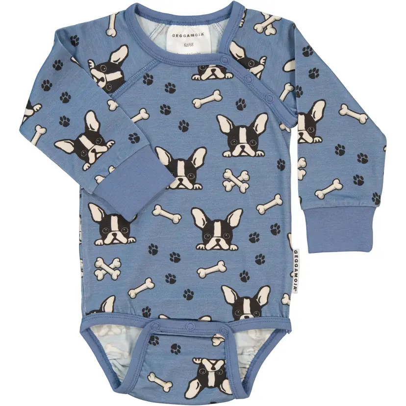 Geggamoja Body Bambu Bulldog Blå - 74/80