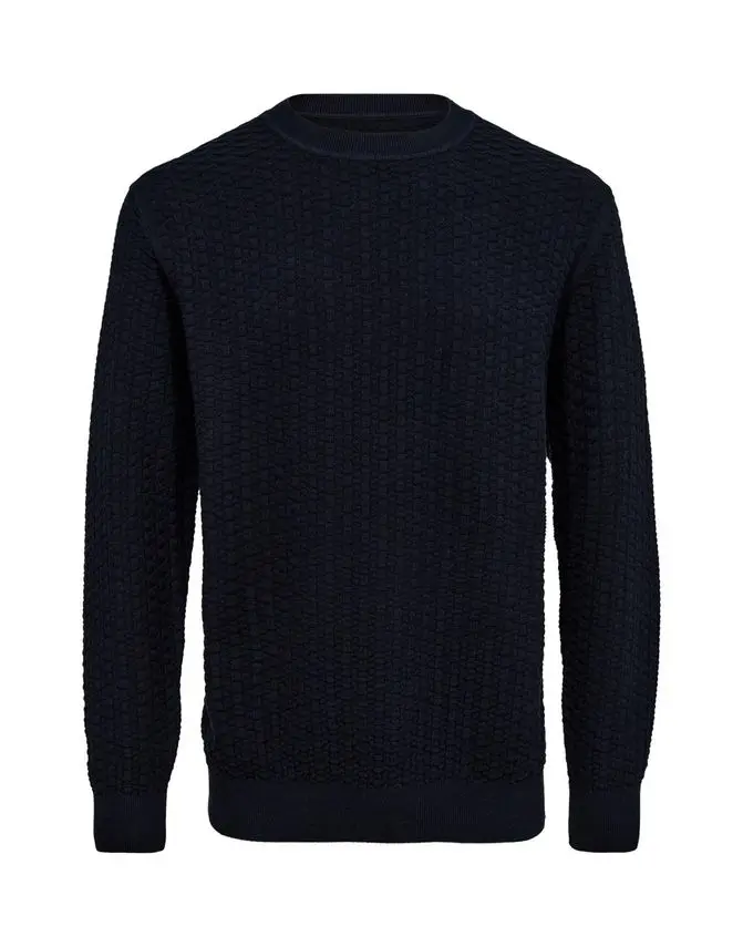 Black Blue O-neck structured reg. fit
