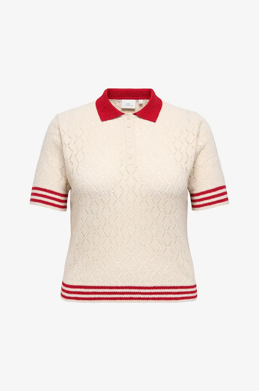 Only Carmakoma Genser carSunny SS Pointelle Polo Knt - Beige