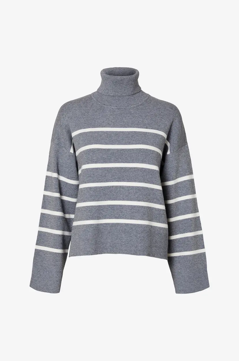 Selected Women Genser slfKamma LS Knit Roll Neck - Grå