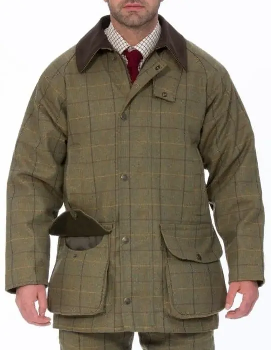 Alan Paine Alan Paine M's Rutland Waterproof Tweed Shooting Coat Dark Moss