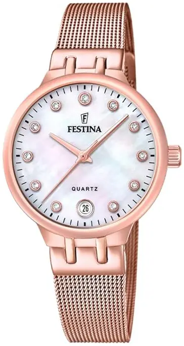 Festina Festina Dameklokke F20716-1 Mademoiselle Hvit/Rose-gulltonet stål