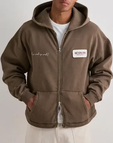 Que Sera Sera Que Sera Sera Vince Washed Zip-Hoodie Hoodies med glidelås Brun