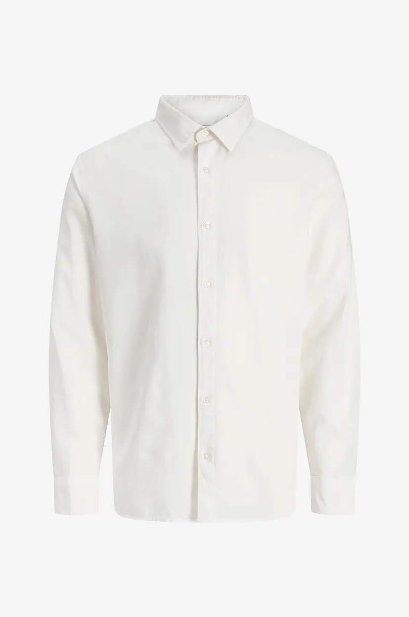 Jack & Jones Plus Skjorte jjeBreeze Linen Blend L/S SN - Hvit
