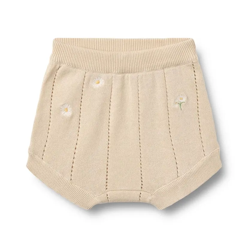 Wheat Wheat Strikket Shorts Dua  Sandshell White Flowers (92 / 2 år)