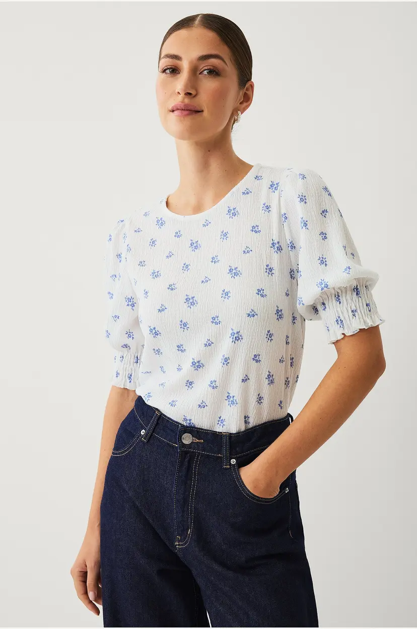 Ellos Collection Kortermet jerseybluse - Hvit