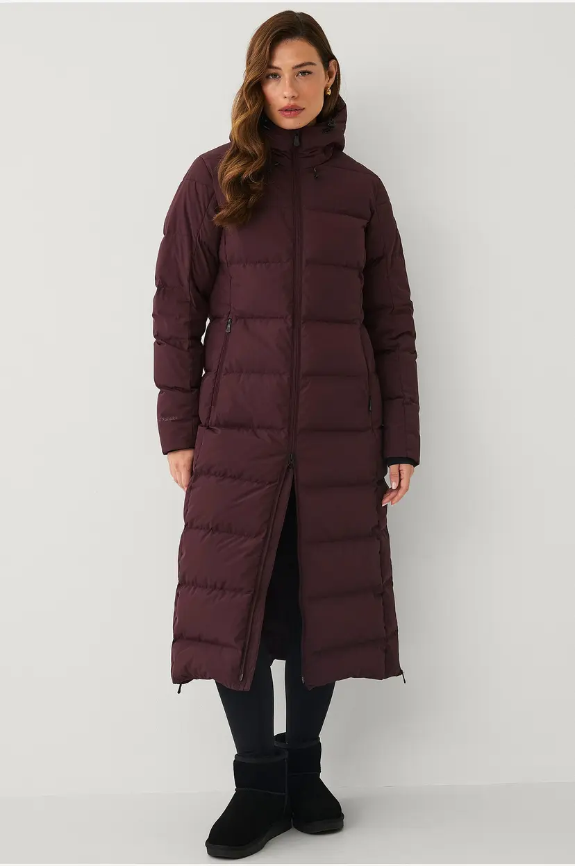 Áhkká Dunfrakk Down Coat Long with Hood W - Rød