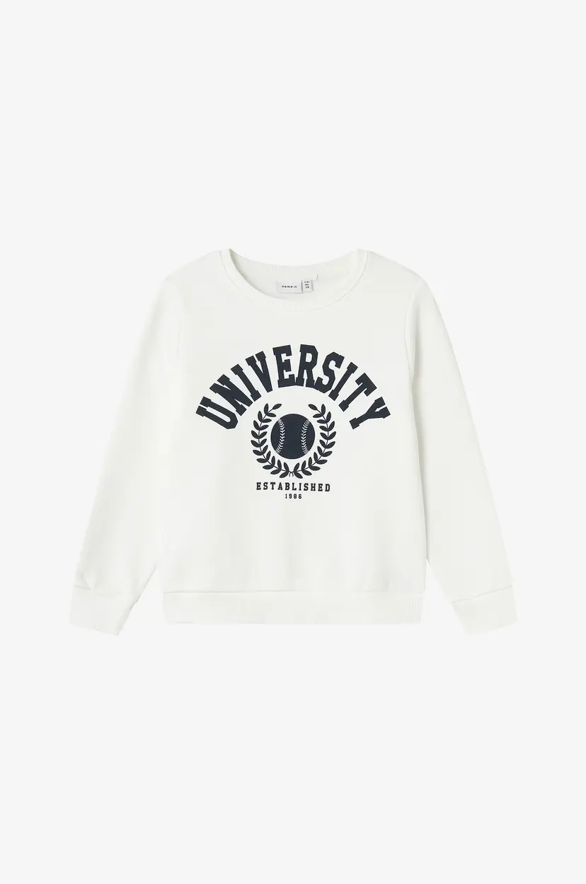 NAME IT Collegegenser nknTille LS Sweat Bru - Hvit