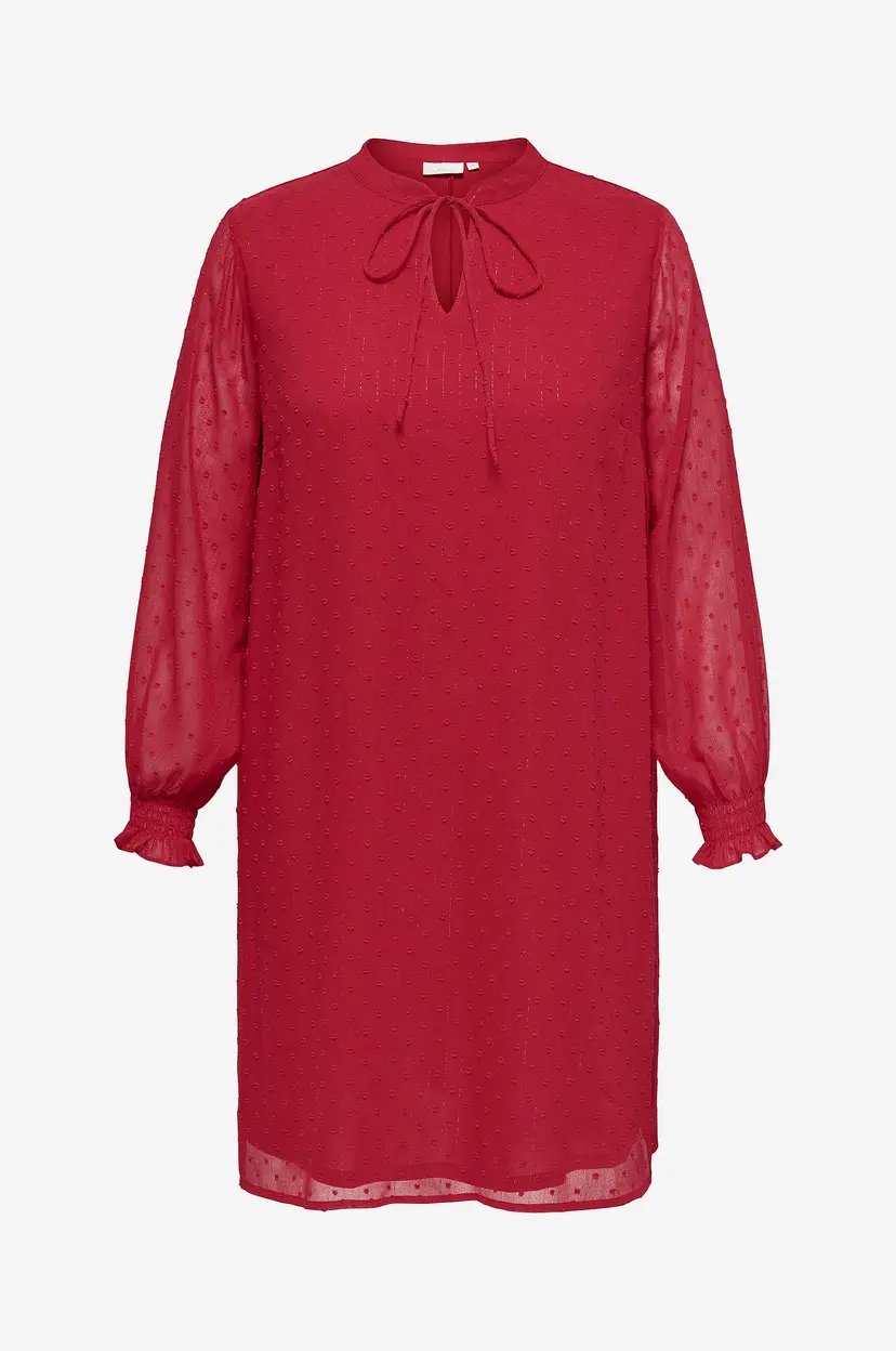 Only Carmakoma Kjole carHilda L/ S Blk Dress Wvn - Rød