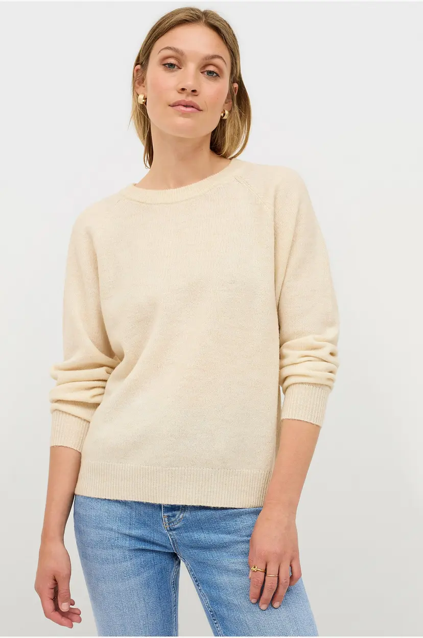 Ellos Collection Strikket genser med rund hals - Hvit