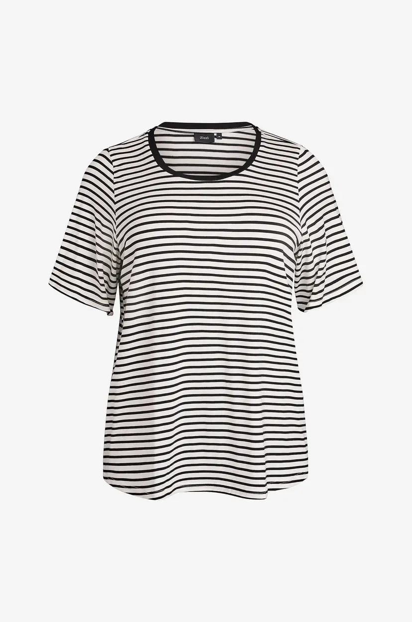 Zizzi Topp cAmandy 1/2 Straight Te - Hvit