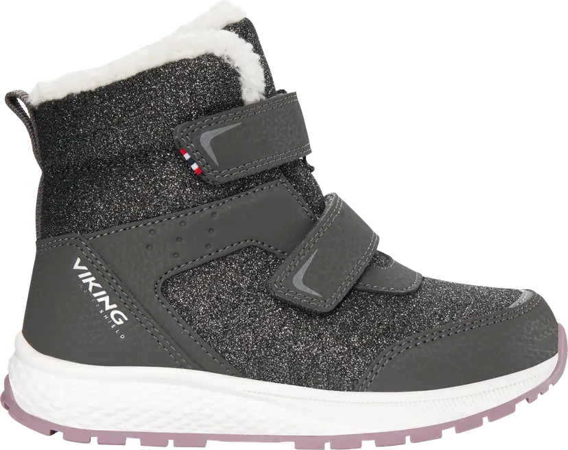 Viking Footwear Viking Footwear Kid´s Equip Glitter Warm Waterproof 2v Charcoal/dusty Pink