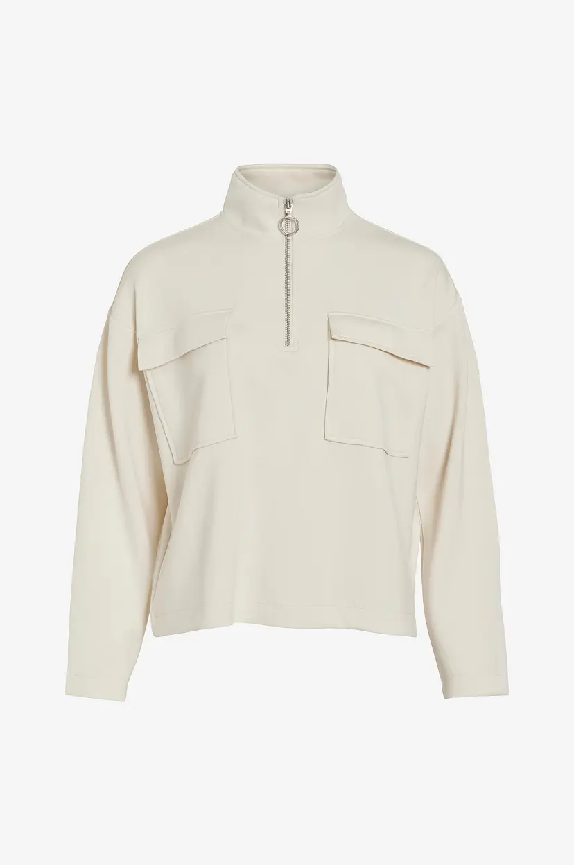 Vila Collegegenser viKarena Zipper High Neck L/S Top - Beige