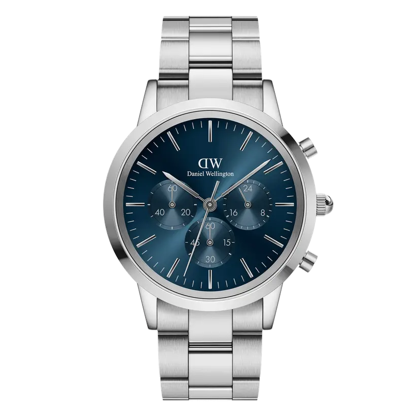 Daniel Wellington Silver 42mm Watch Iconic Chronograph Arctic S | DW