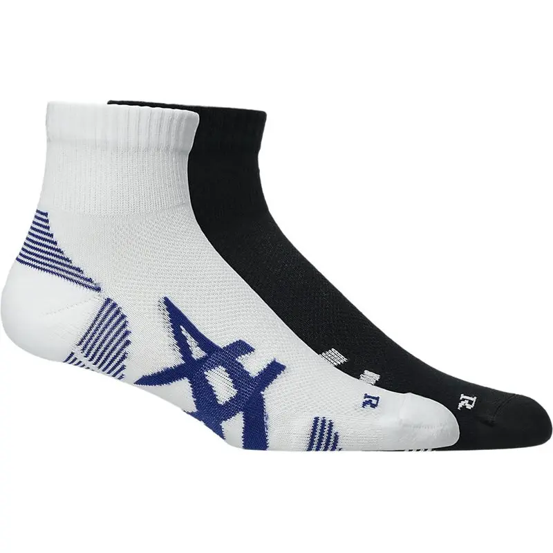 Asics Asics 2 Pack Cushioned Run Quarter Sock Performance Black/Brilliant White