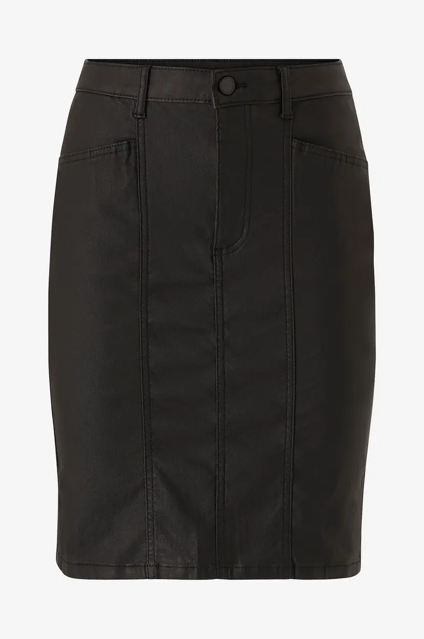 Vila Skjørt Vicommit Coated HW Skirt/bf - Svart