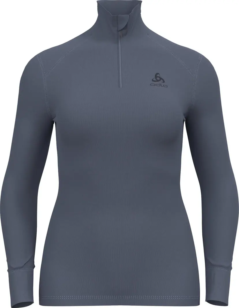 Odlo Odlo Women's Active Warm Eco Half-Zip Turtleneck Base Layer Top Folkstone Gray