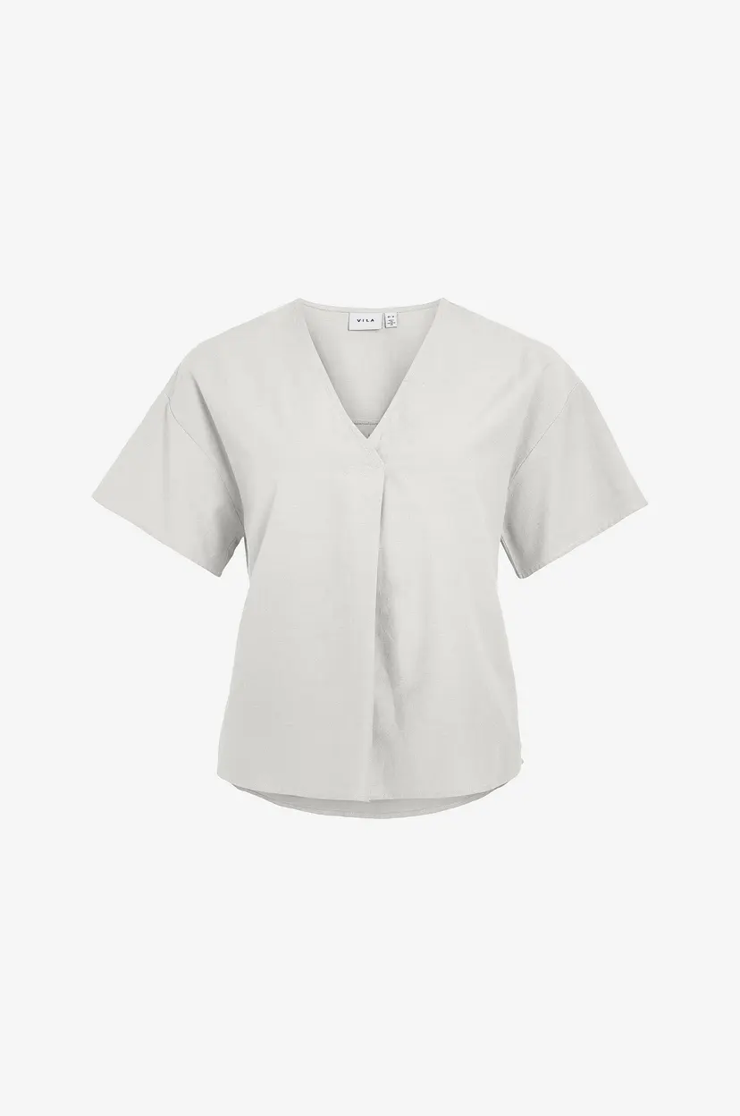Vila Topp viPrisilla V-neck S/S Top - Hvit