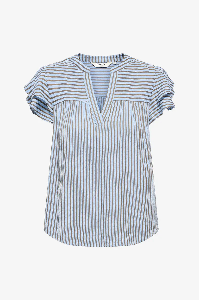 ONLY Bluse onlBari SL Frill V-neck CS Wvn - Blå