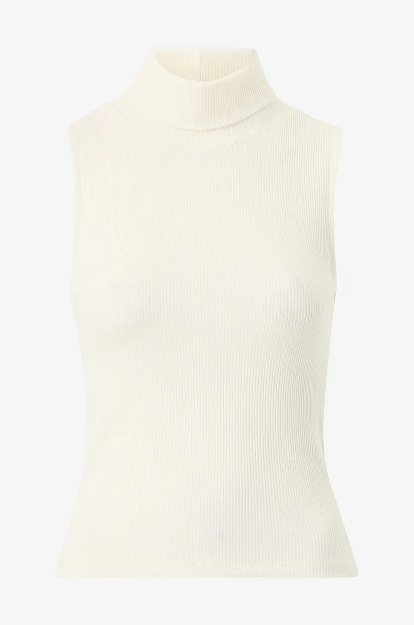 Gina Tricot Ermeløs pologenser Rib polo top - Natur