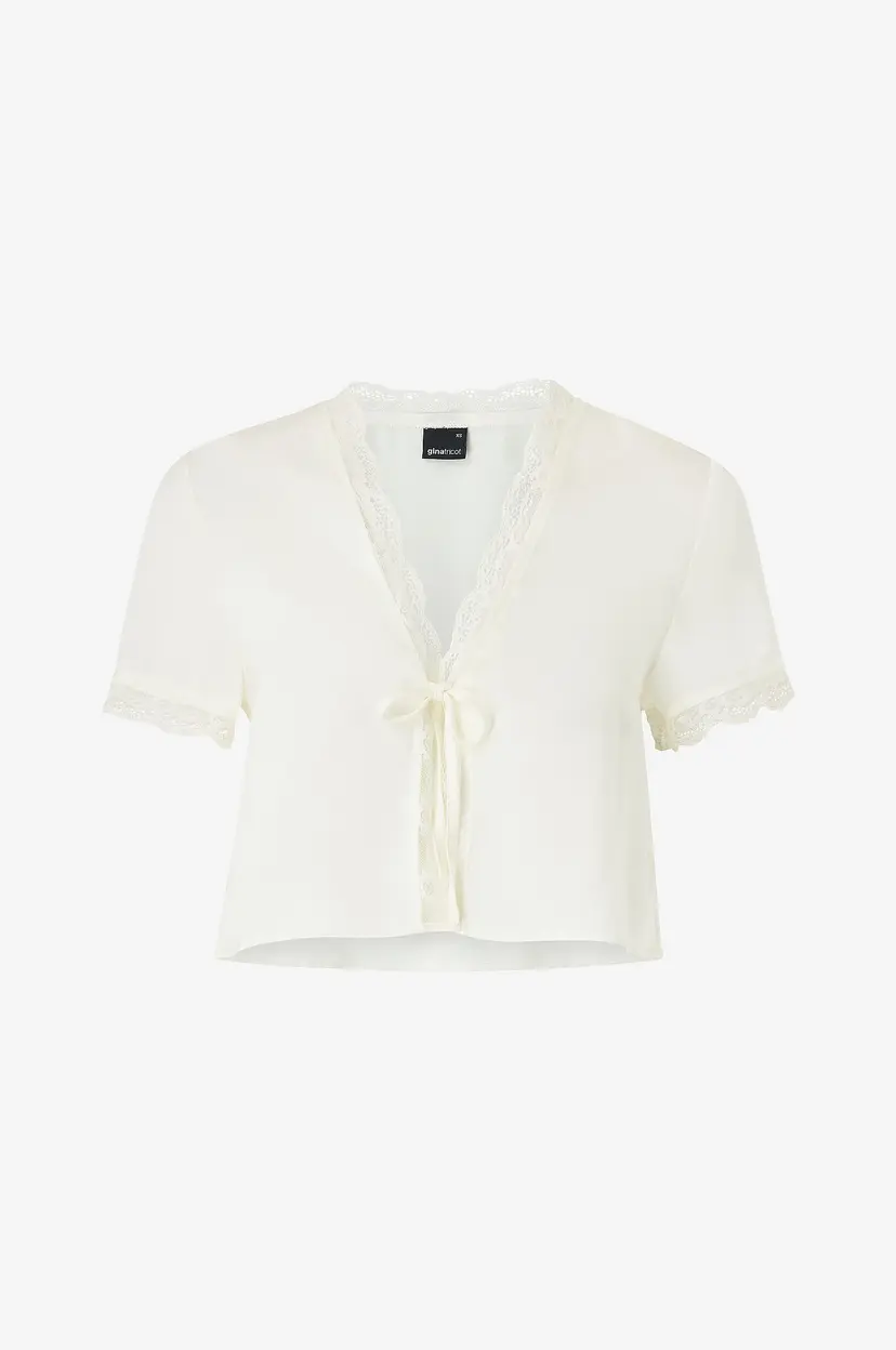 Gina Tricot Topp Tie Lace Top - Hvit