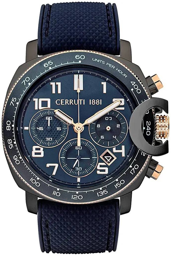 Cerruti Cerruti 1881 Herreklokke CIWGO2206801 Sort/Gummi Ø46 mm