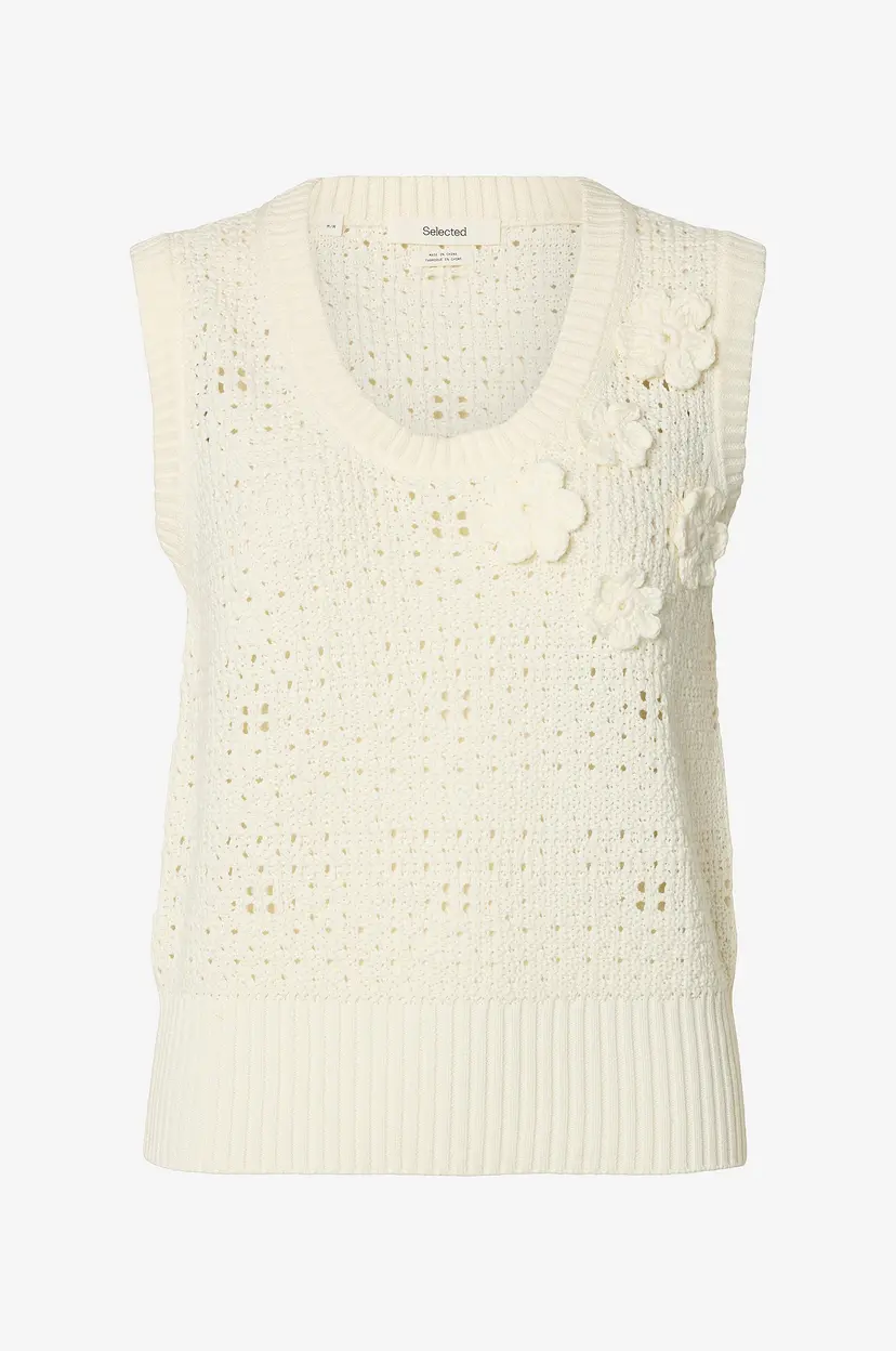 Selected Women Vest slfKarla SL Knit U-neck Top - Hvit