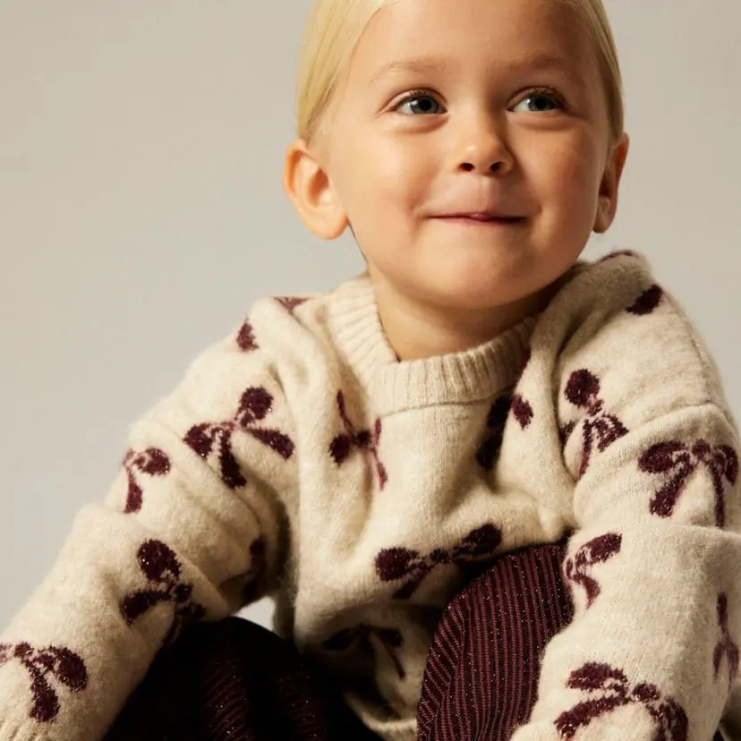 NAME IT Name It - Genser Knit Senya Bow Cement