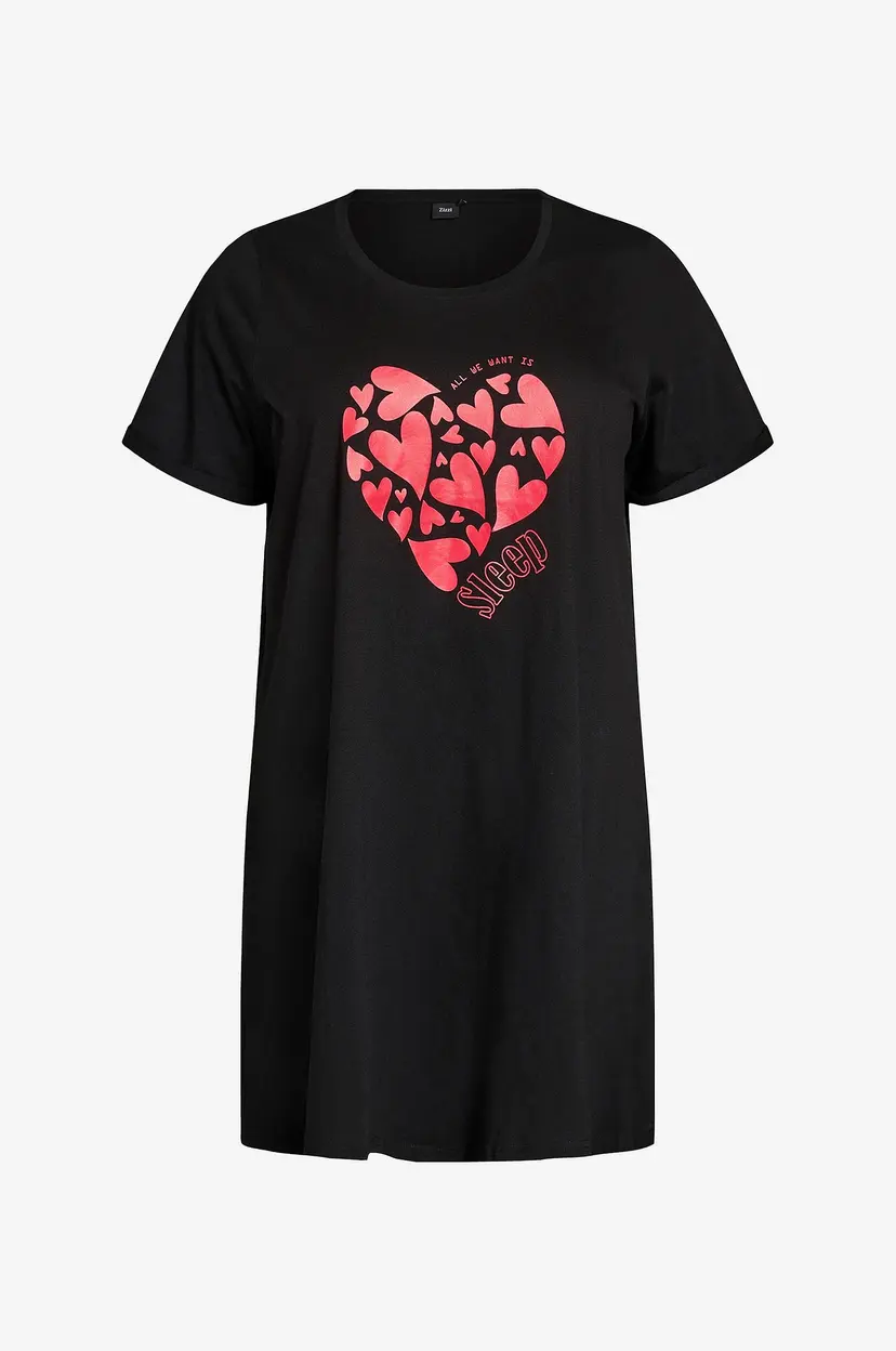 Zizzi Nattkjole mAlly S/S Abk Dress - Svart