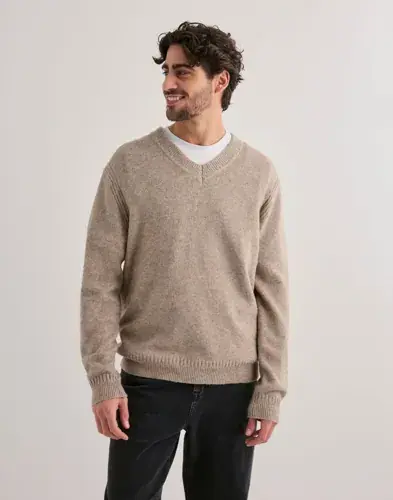 Only & Sons Only & Sons Onsmove Rlx Brushed V-Neck Knit Strikkegensere Beige