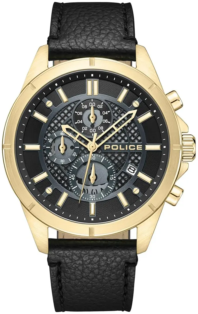 Police Police Herreklokke PEWGC0054001 Burbank Sort/Lær Ø45 mm