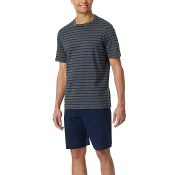 Schiesser Schiesser Casual Essentials Short Sleeve Pyjama Grå bomull 4XL Herre