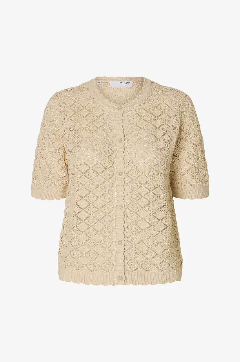 Selected Women Topp slfSofia 2/4 Knit Cardigan - Beige